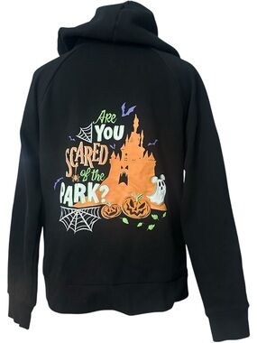 Disney Parks Halloween Graphic Hoodie Are You Scared of the Park Black Size M